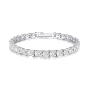 سوار سلسلة تنس من الزركونيا المكعبة مطلي - Tennis Chain Bracelet CZ Rhodium Plated
