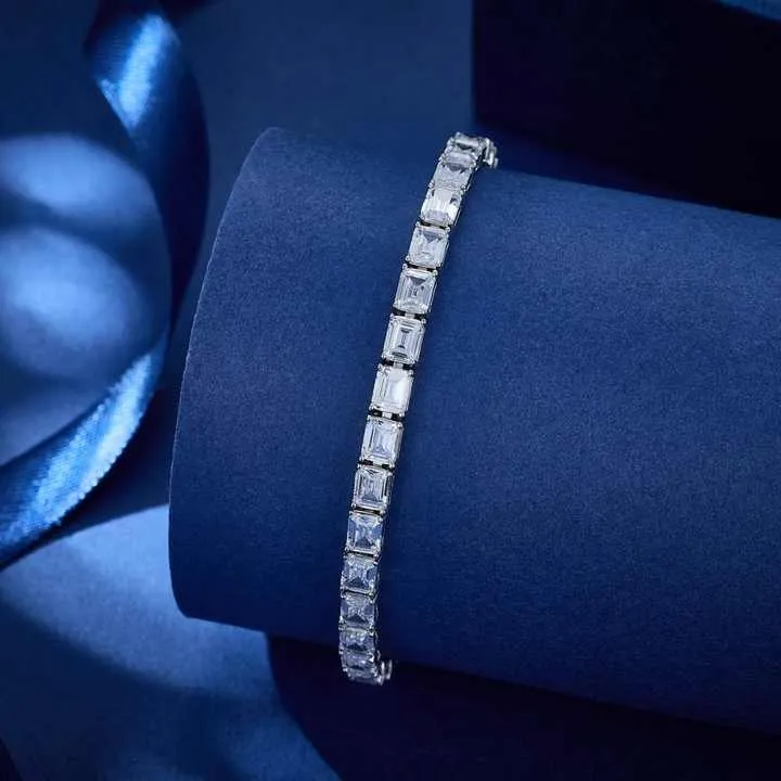 سوار سلسلة تنس من الزركونيا المكعبة مطلي - Tennis Chain Bracelet CZ Rhodium Plated