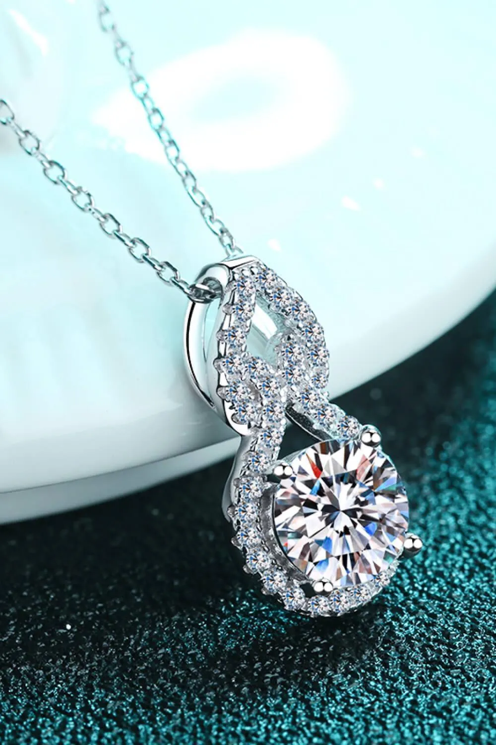1 Carat Moissanite Drop Pendant Necklace