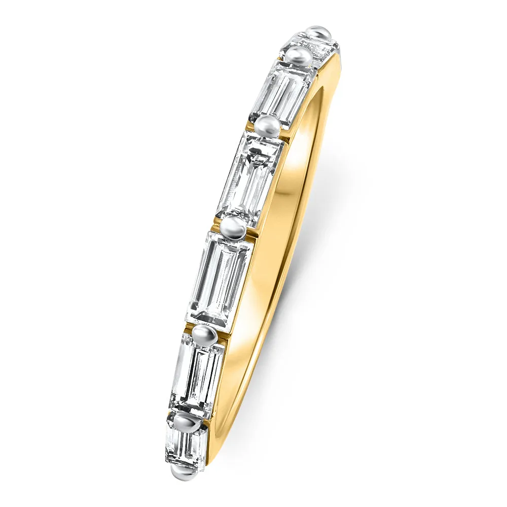 1 Ct Emerald Cut Diamond East To West Wedding Stackable Ring 14k Gold Lab Grown