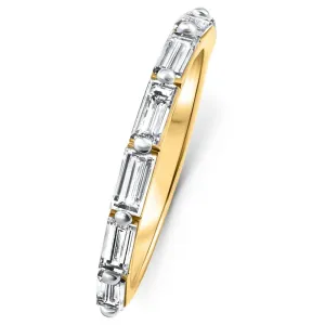 1 Ct Emerald Cut Diamond East To West Wedding Stackable Ring 14k Gold Lab Grown