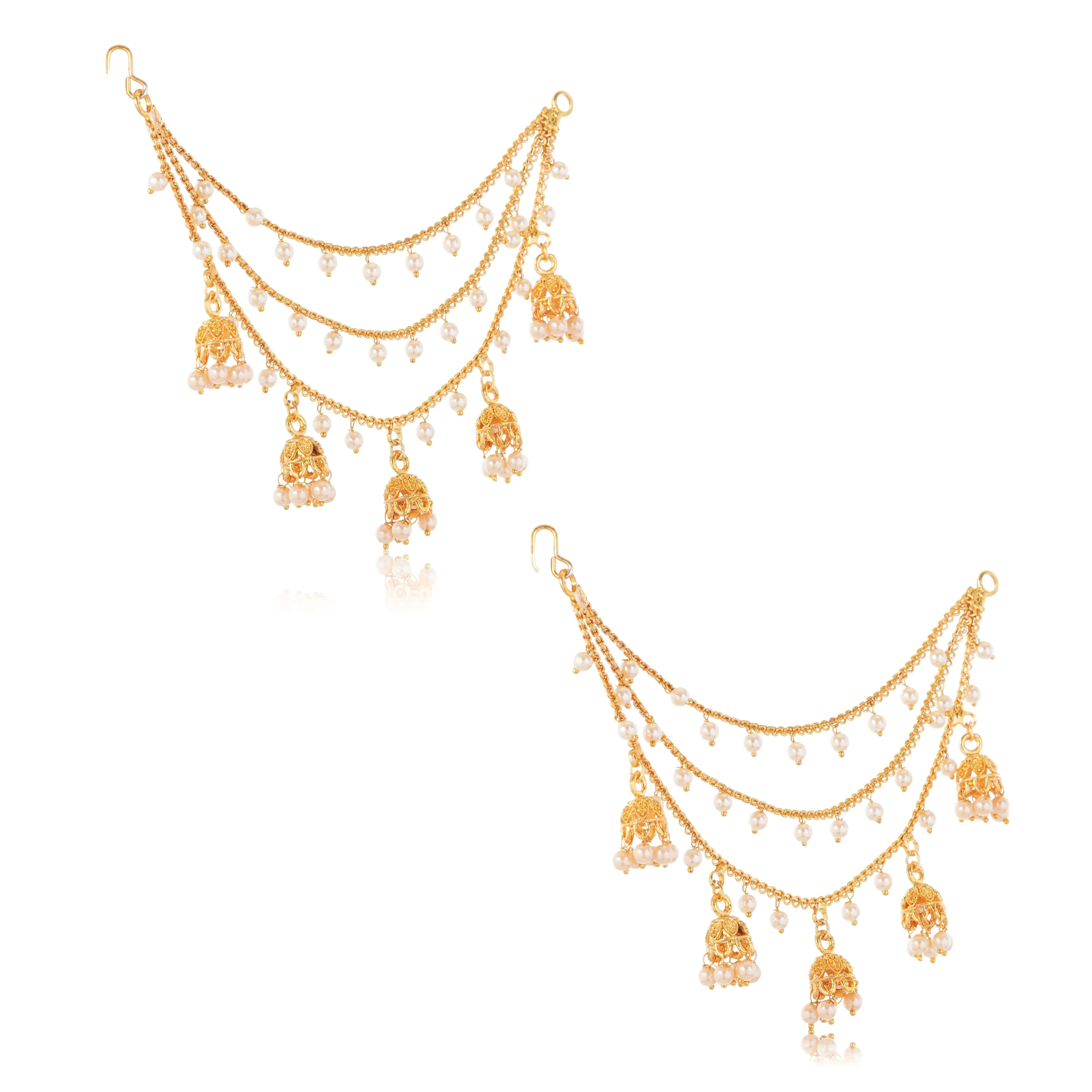 1 Gram Gold Filigree Triple Layer Earrings Set