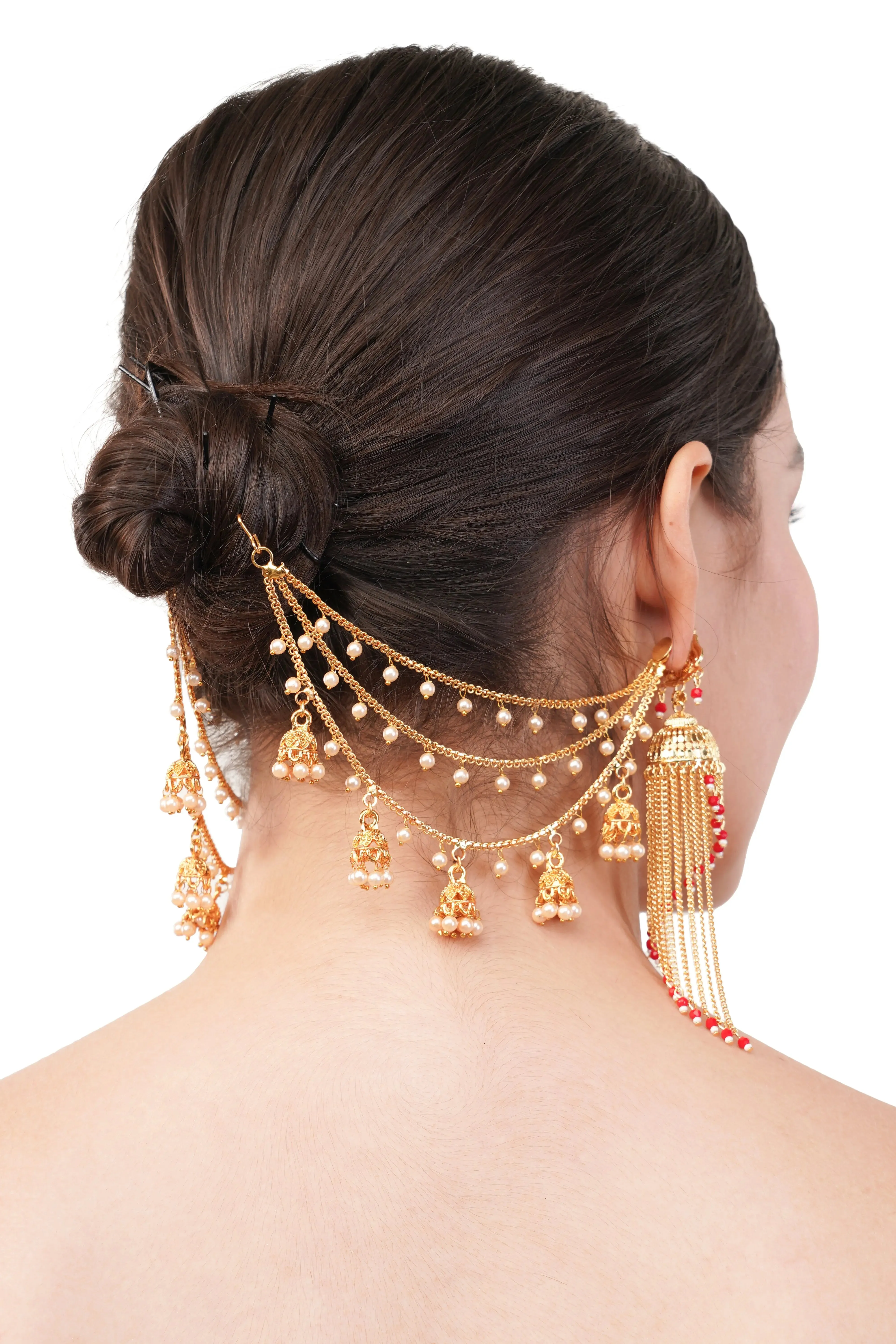 1 Gram Gold Filigree Triple Layer Earrings Set