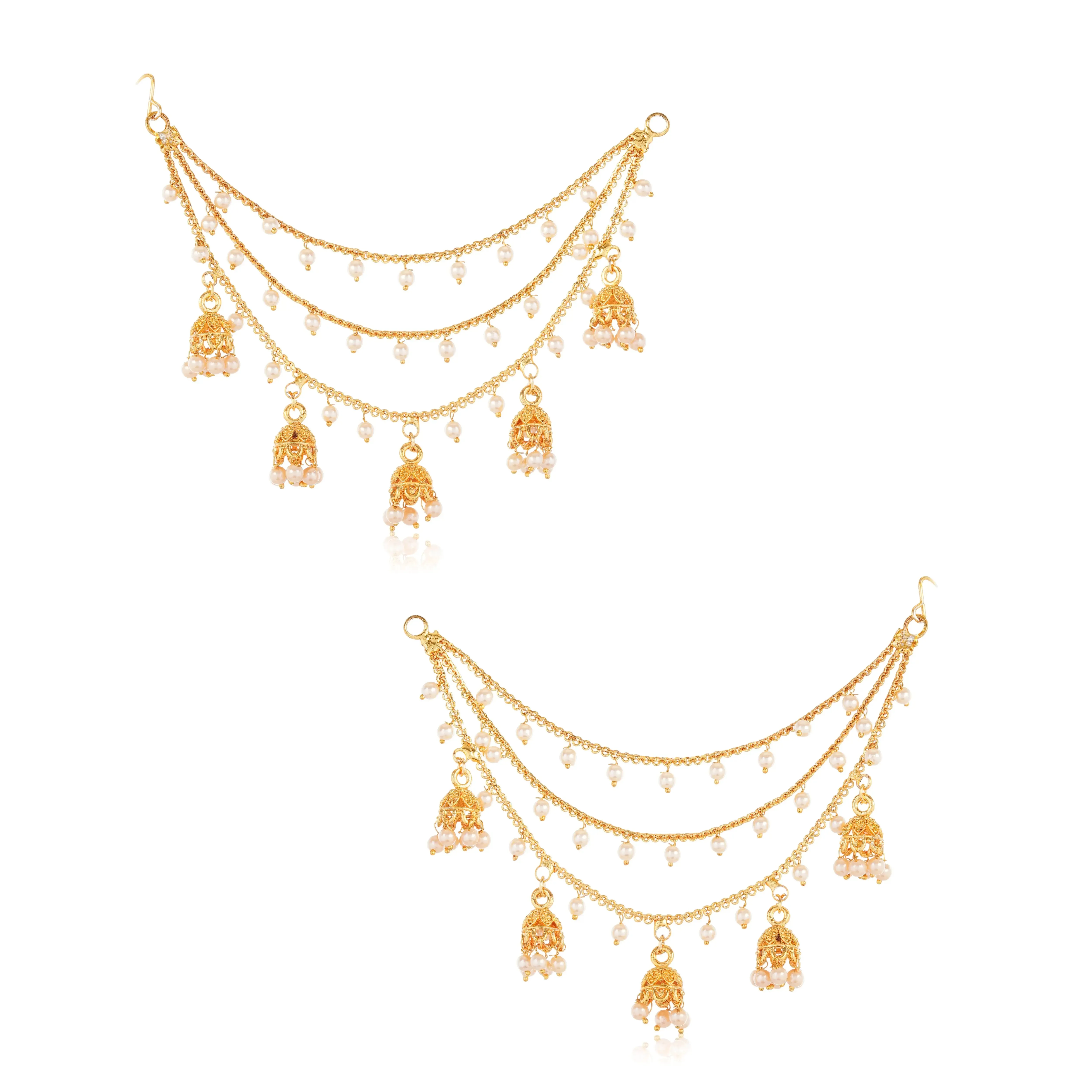 1 Gram Gold Filigree Triple Layer Earrings Set