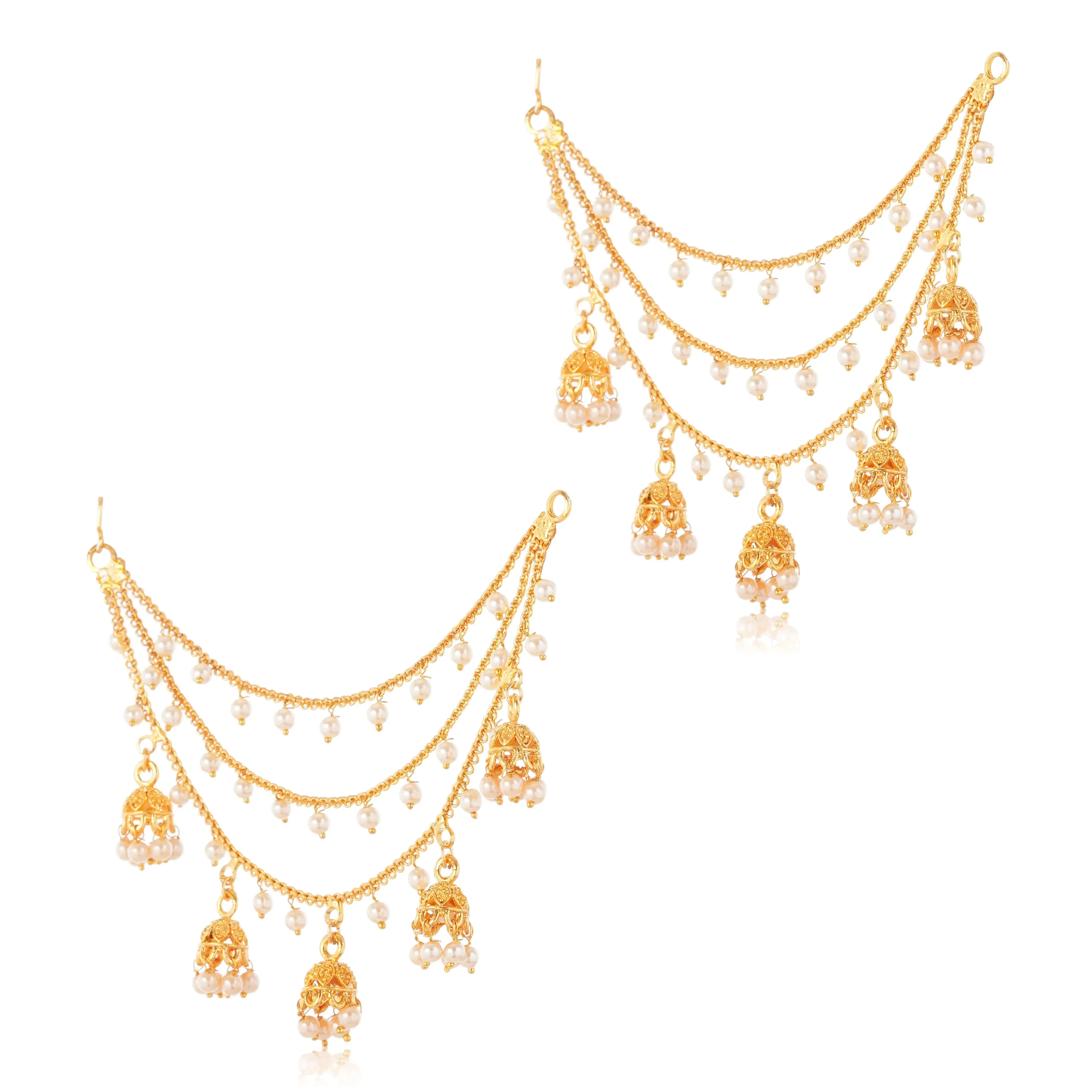 1 Gram Gold Filigree Triple Layer Earrings Set
