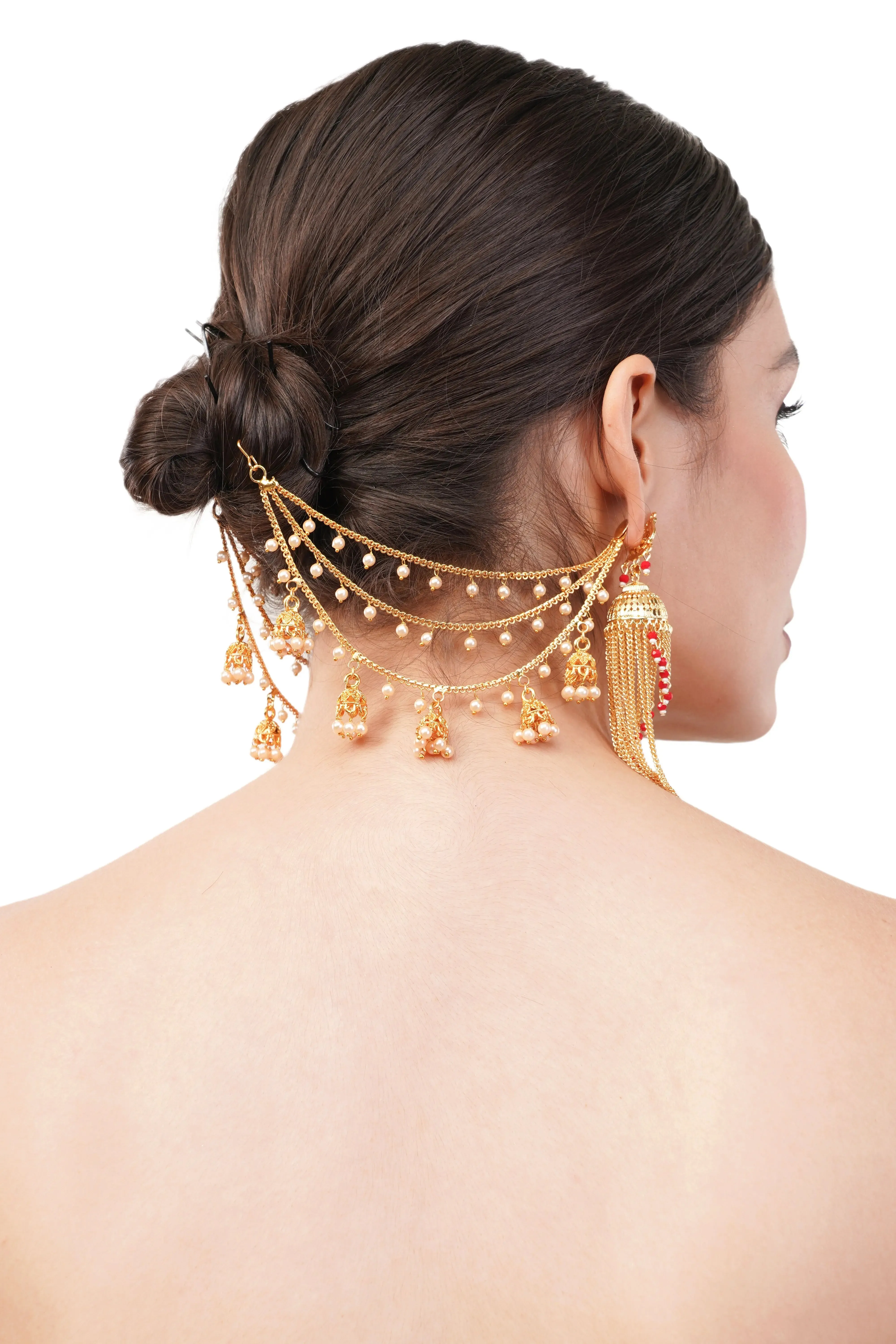 1 Gram Gold Filigree Triple Layer Earrings Set