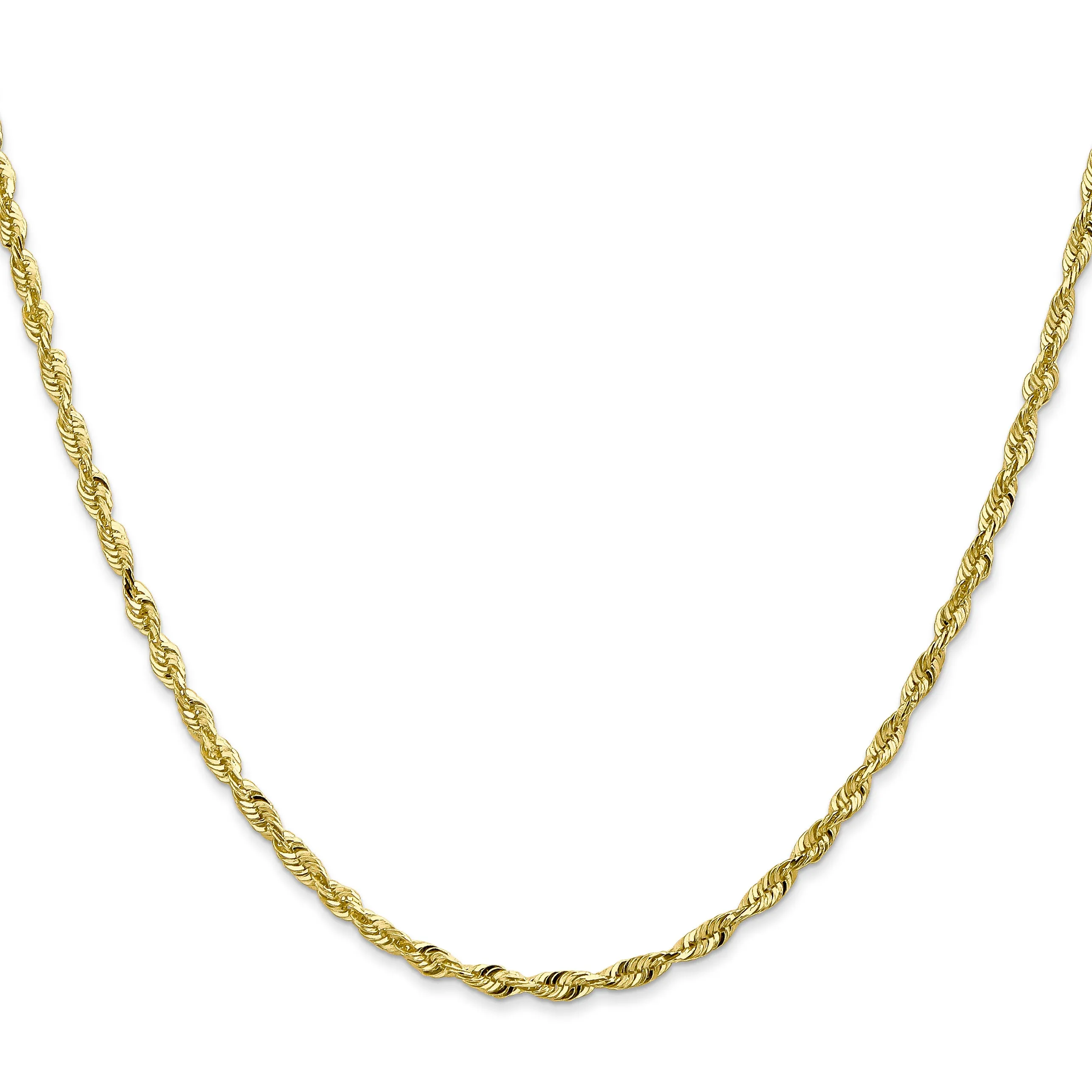 10K Gold Rope Necklace with Polished Diamond-Cut Elegant Design