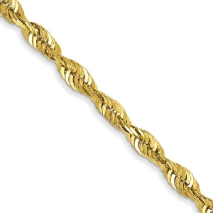 10K Gold Rope Necklace with Polished Diamond-Cut Elegant Design
