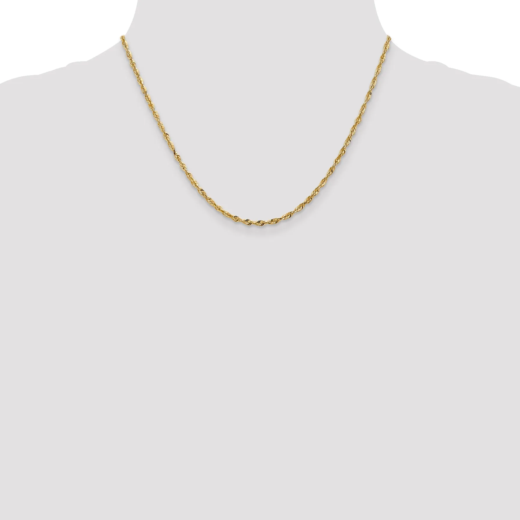 10K Gold Rope Necklace with Polished Diamond-Cut Elegant Design