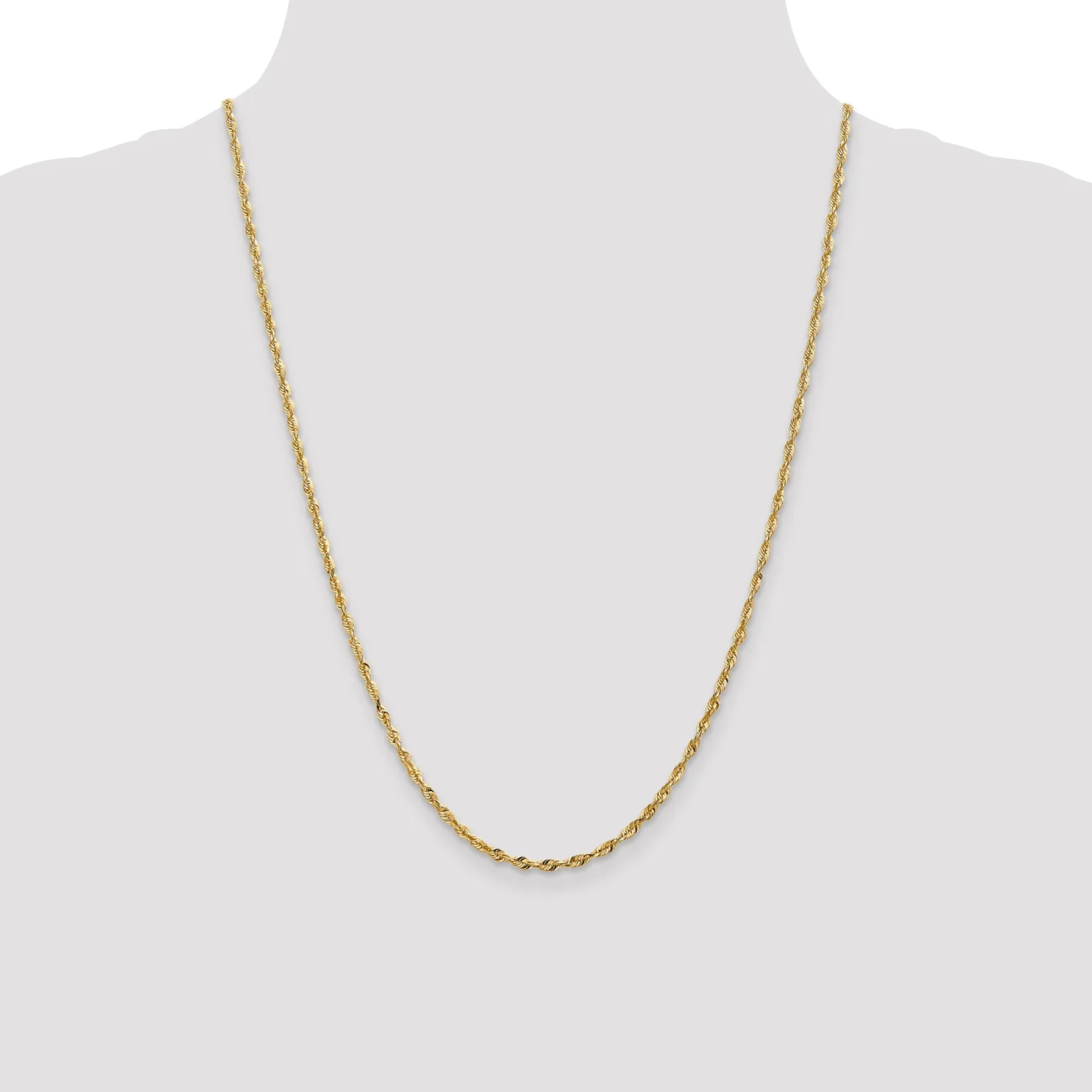 10K Gold Rope Necklace with Polished Diamond-Cut Elegant Design