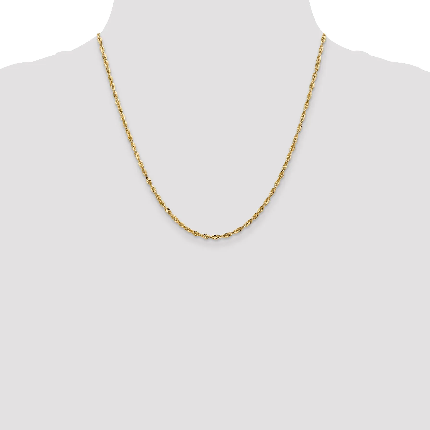 10K Gold Rope Necklace with Polished Diamond-Cut Elegant Design