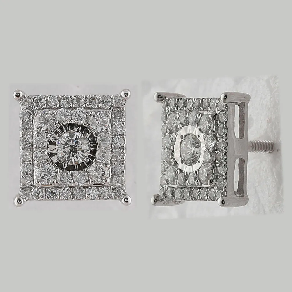 10kt White Gold Square Diamond Earrings - Sparkling Brilliance Collection