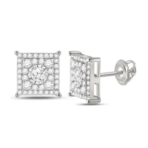 10kt White Gold Square Diamond Earrings - Sparkling Brilliance Collection
