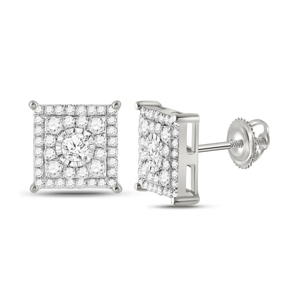 10kt White Gold Square Diamond Earrings - Sparkling Brilliance Collection