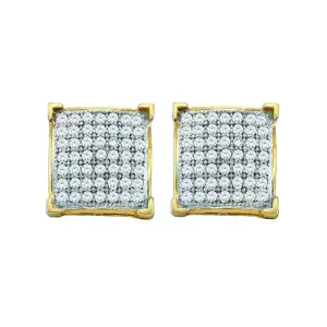 10kt Yellow Gold Sparkling Diamond Square Cluster Earrings