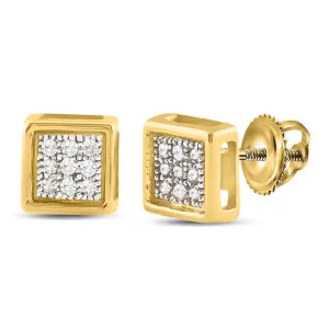 10kt Yellow Gold Sparkling Square Diamond Earrings