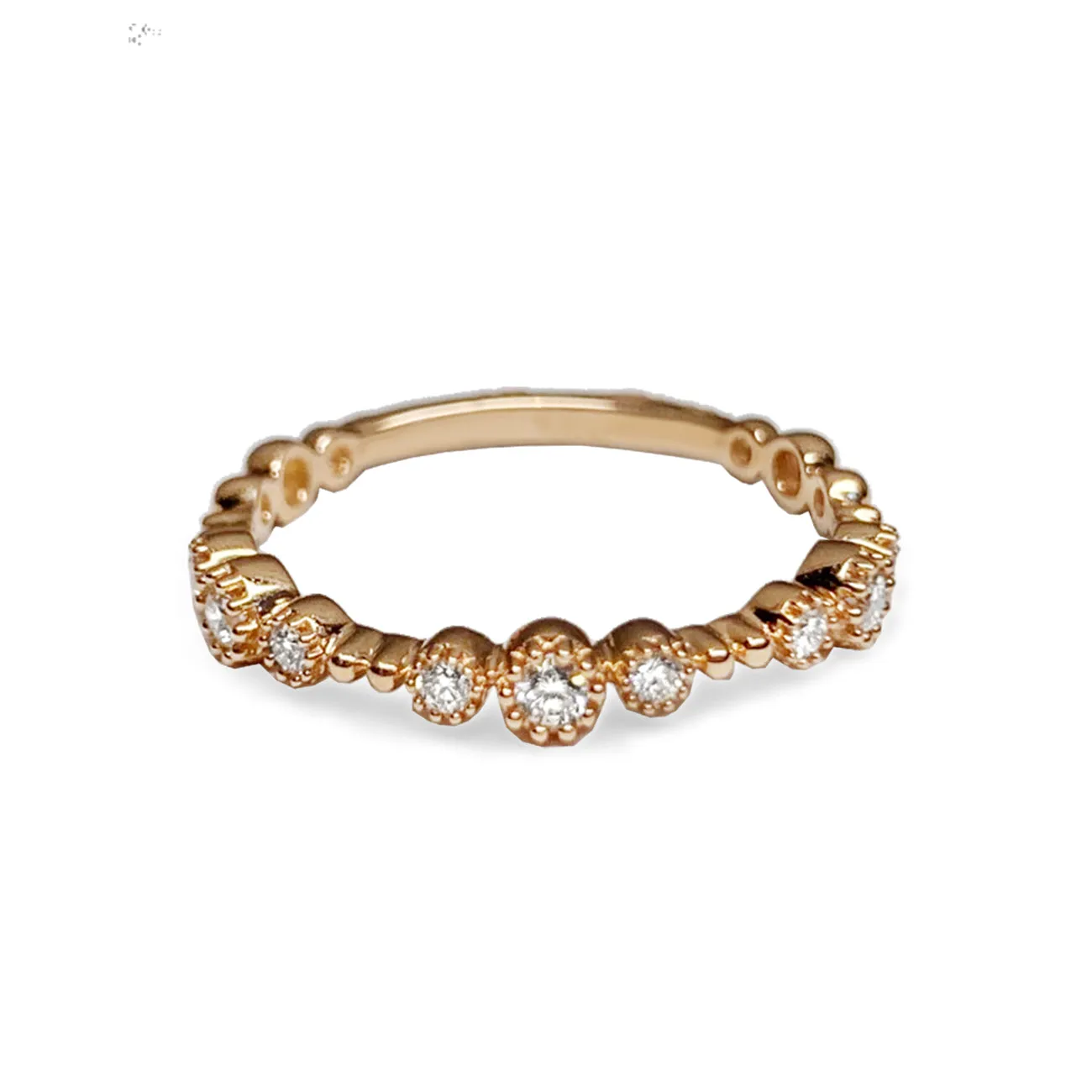 14k delicate beaded gold diamond fashion band Stack Ring SR45043