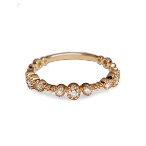 14k delicate beaded gold diamond fashion band Stack Ring SR45043