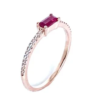 14k gold baguette ruby & diamond designer fashion stack ring MR4863DRUB