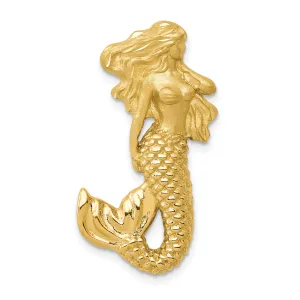 14K Gold Diamond-Cut Mermaid Slide Pendant with Polished Satin Finish