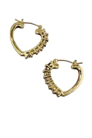 14K Gold Dipped Crystal Heart Hoop