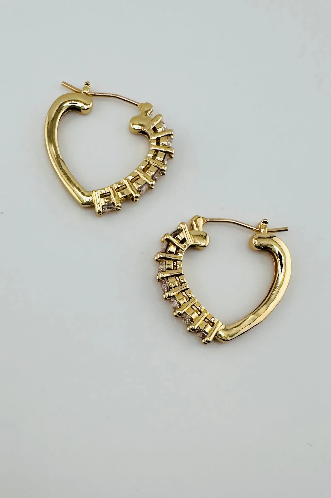 14K Gold Dipped Crystal Heart Hoop