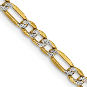 14K Gold Figaro Chain Necklace with Rhodium Accents Elegant and Polished