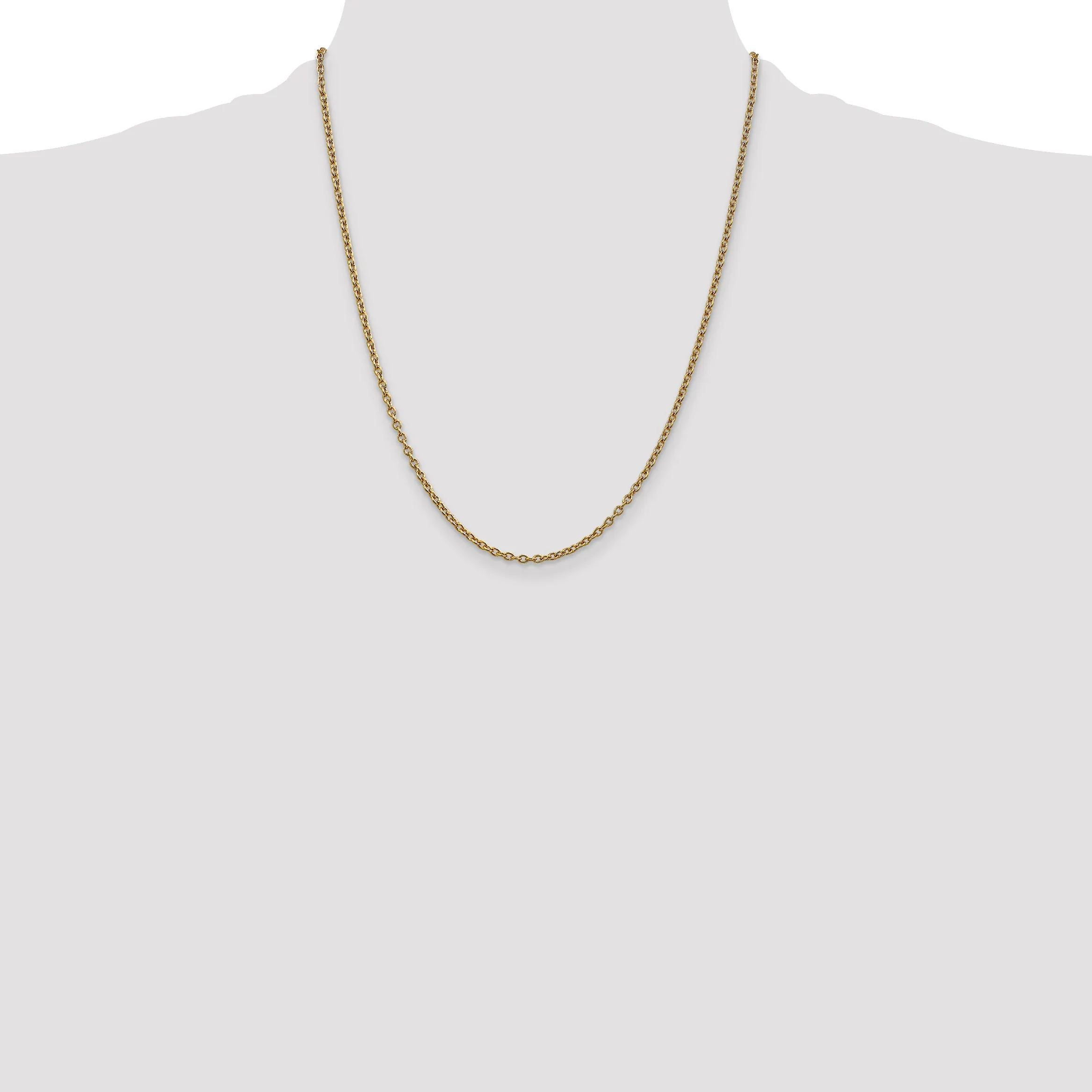 14K Gold Polished Cable Chain Necklace with Lobster Clasp 16