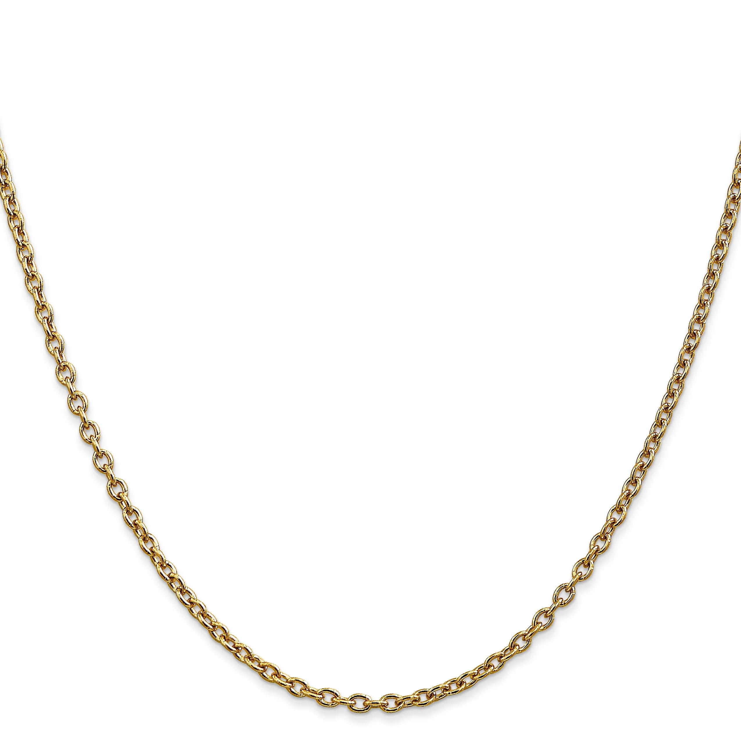 14K Gold Polished Cable Chain Necklace with Lobster Clasp 16