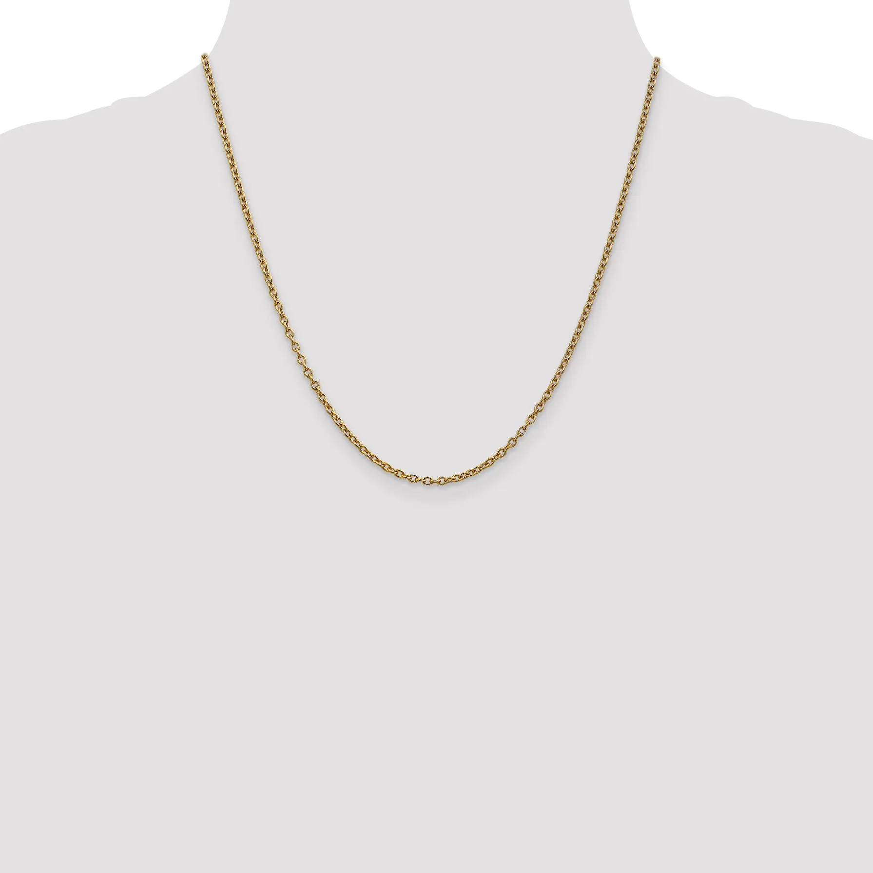 14K Gold Polished Cable Chain Necklace with Lobster Clasp 16