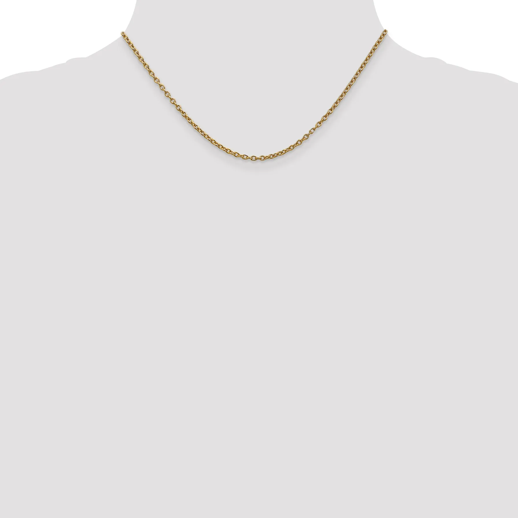 14K Gold Polished Cable Chain Necklace with Lobster Clasp 16