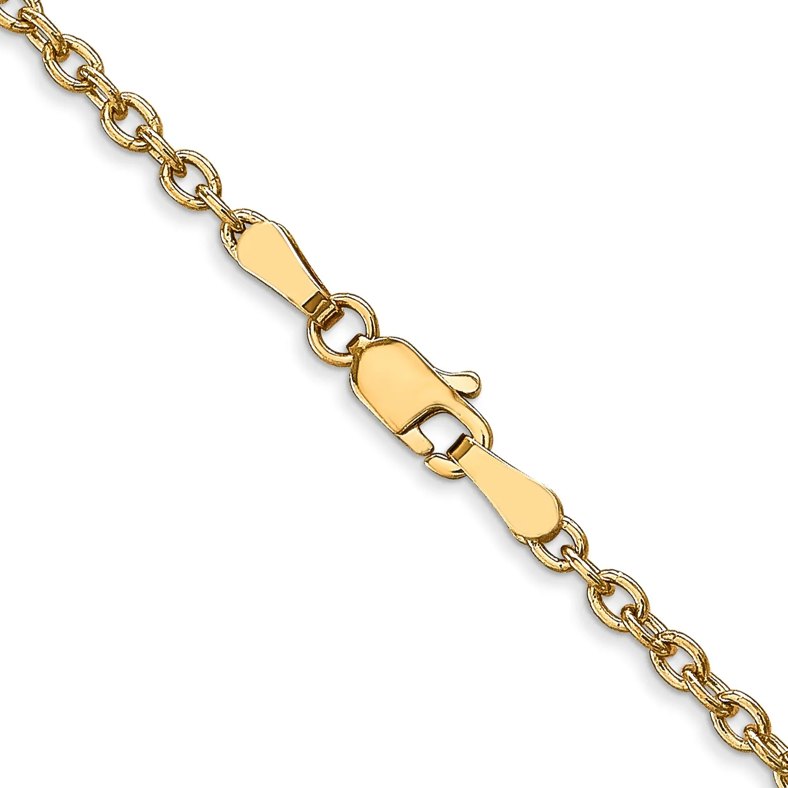 14K Gold Polished Cable Chain Necklace with Lobster Clasp 16