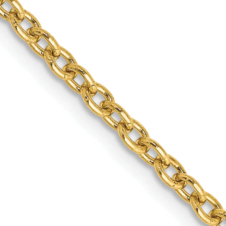 14K Gold Polished Cable Chain Necklace with Lobster Clasp 16