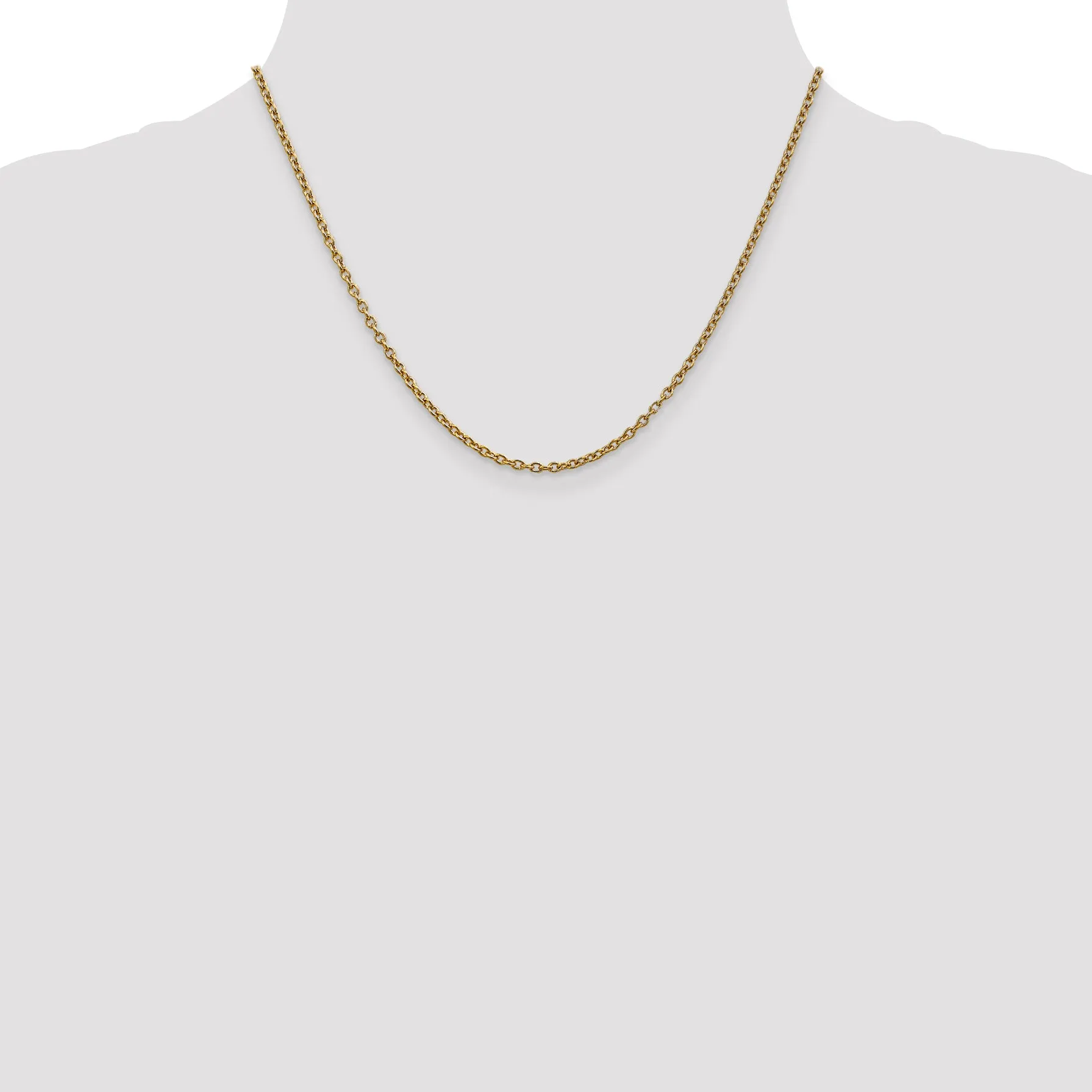 14K Gold Polished Cable Chain Necklace with Lobster Clasp 16