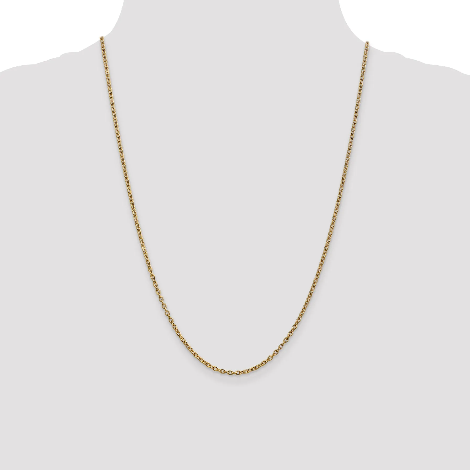 14K Gold Polished Cable Chain Necklace with Lobster Clasp 16