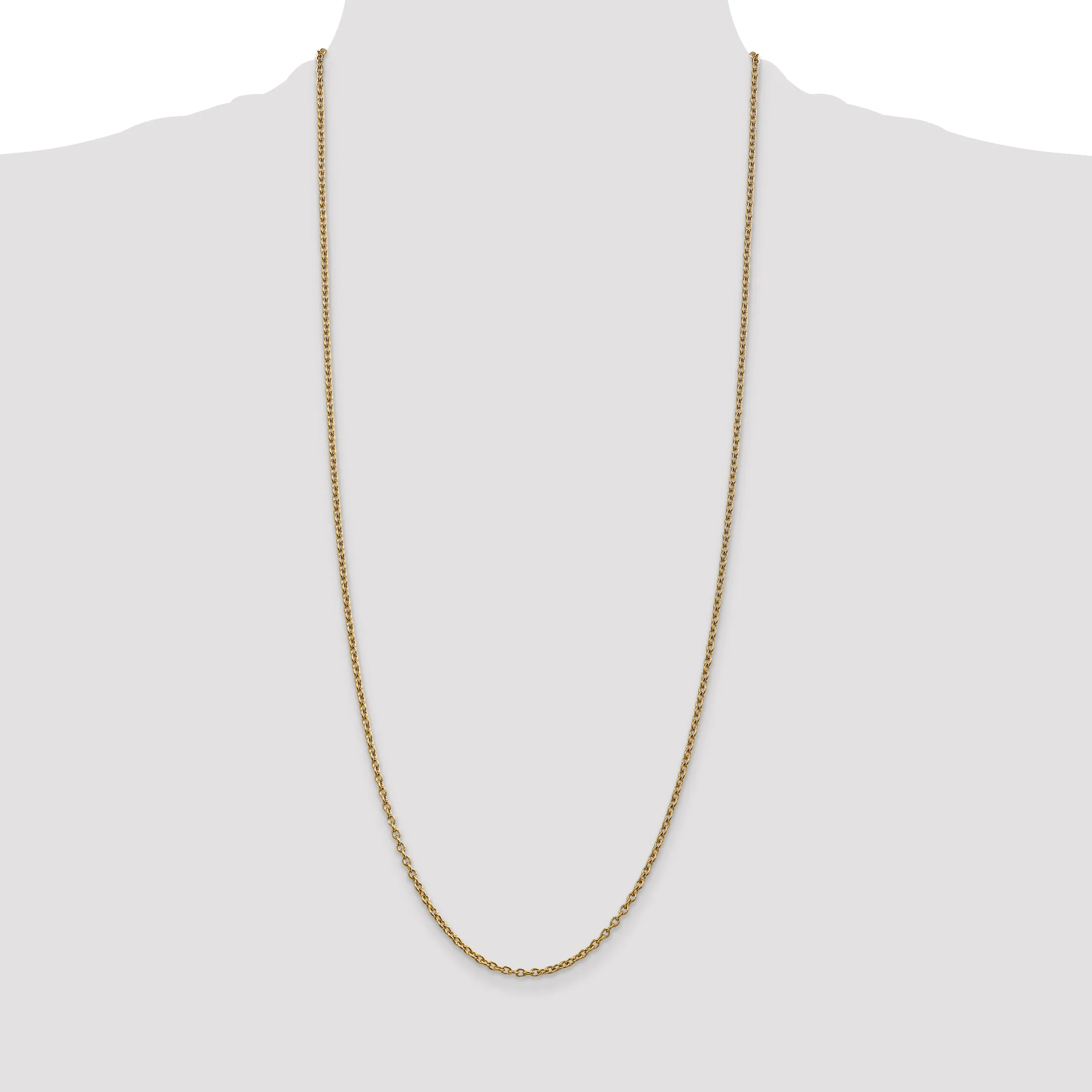 14K Gold Polished Cable Chain Necklace with Lobster Clasp 16