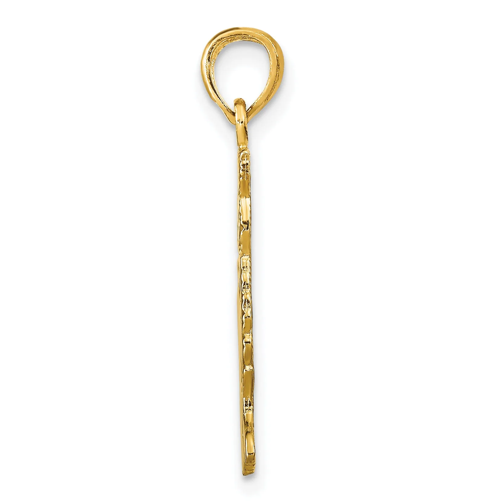 14K Gold Polished Cat Charm with Elegant Cast Design