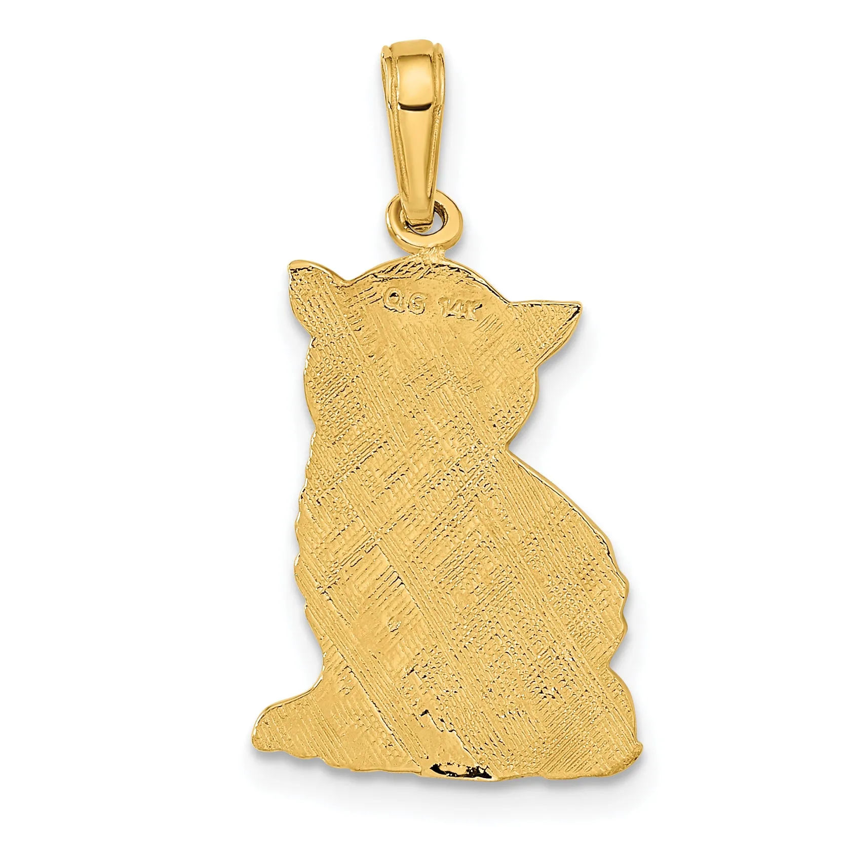 14K Gold Polished Cat Charm with Elegant Cast Design