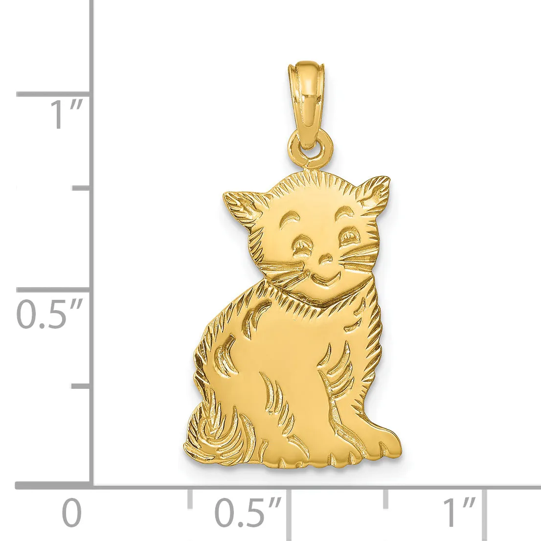14K Gold Polished Cat Charm with Elegant Cast Design