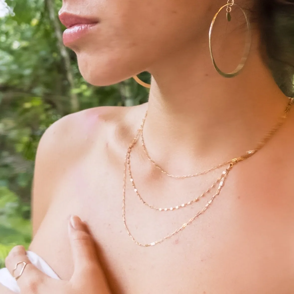 14K Golden Triple Waterfall Necklace