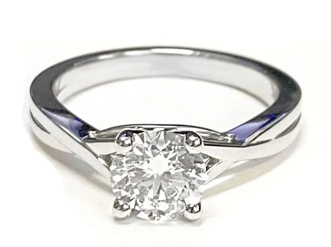 14K Rose Gold Round Brilliant Delicate Twist Solitaire Engagement Ring