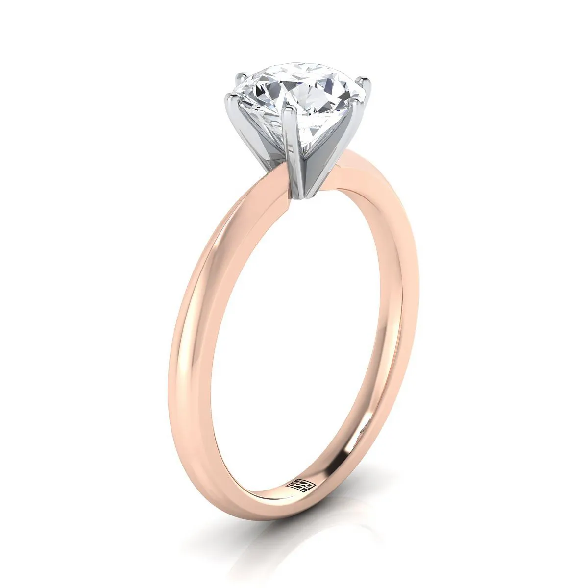 14K Rose Gold Round Brilliant Morganite Pinched Comfort Fit Claw Prong Solitaire Engagement Ring