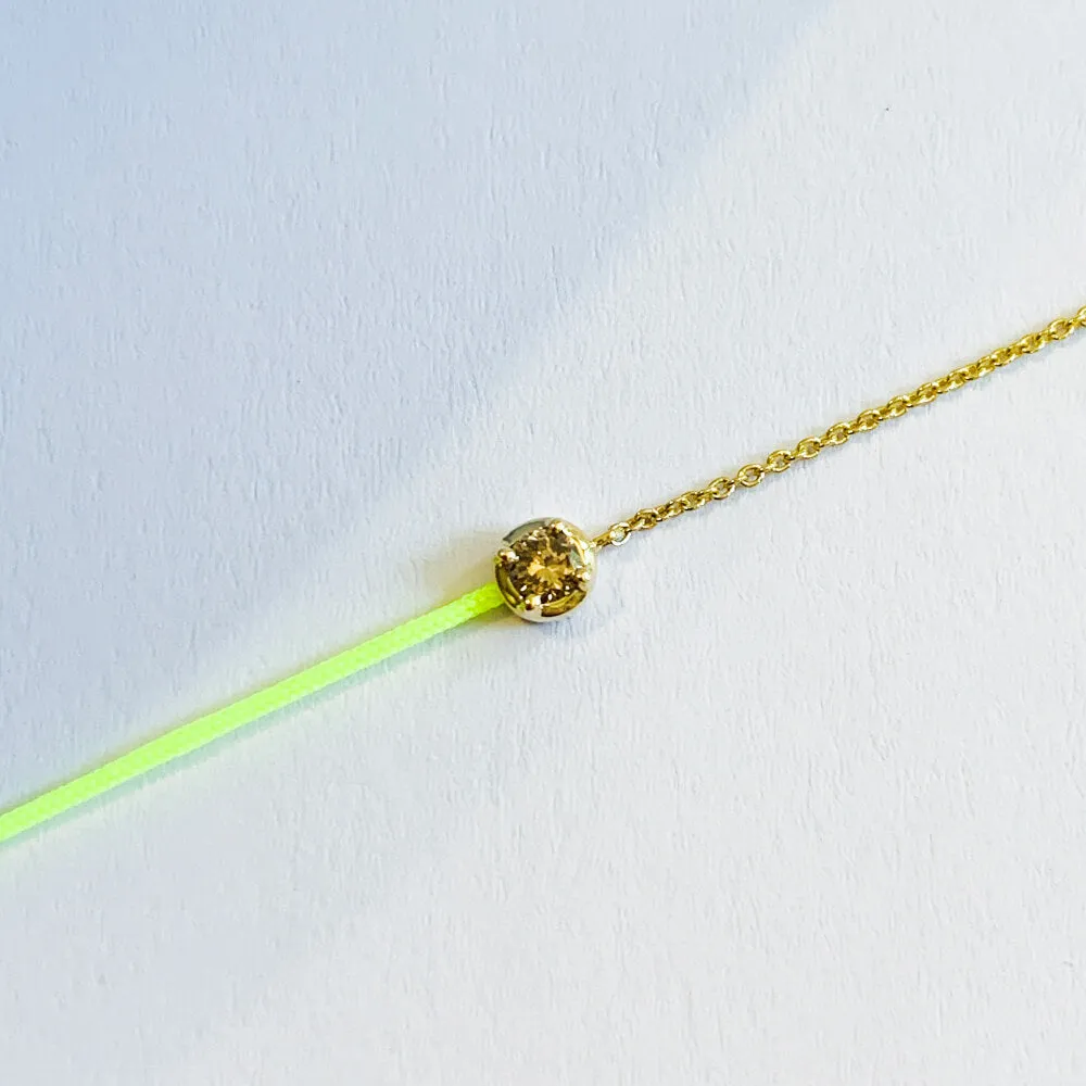 14K Yellow Gold Brown Diamond String Bracelet