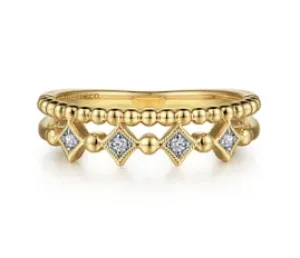 14K Yellow Gold Bujukan Diamond Easy Stackable Ring
