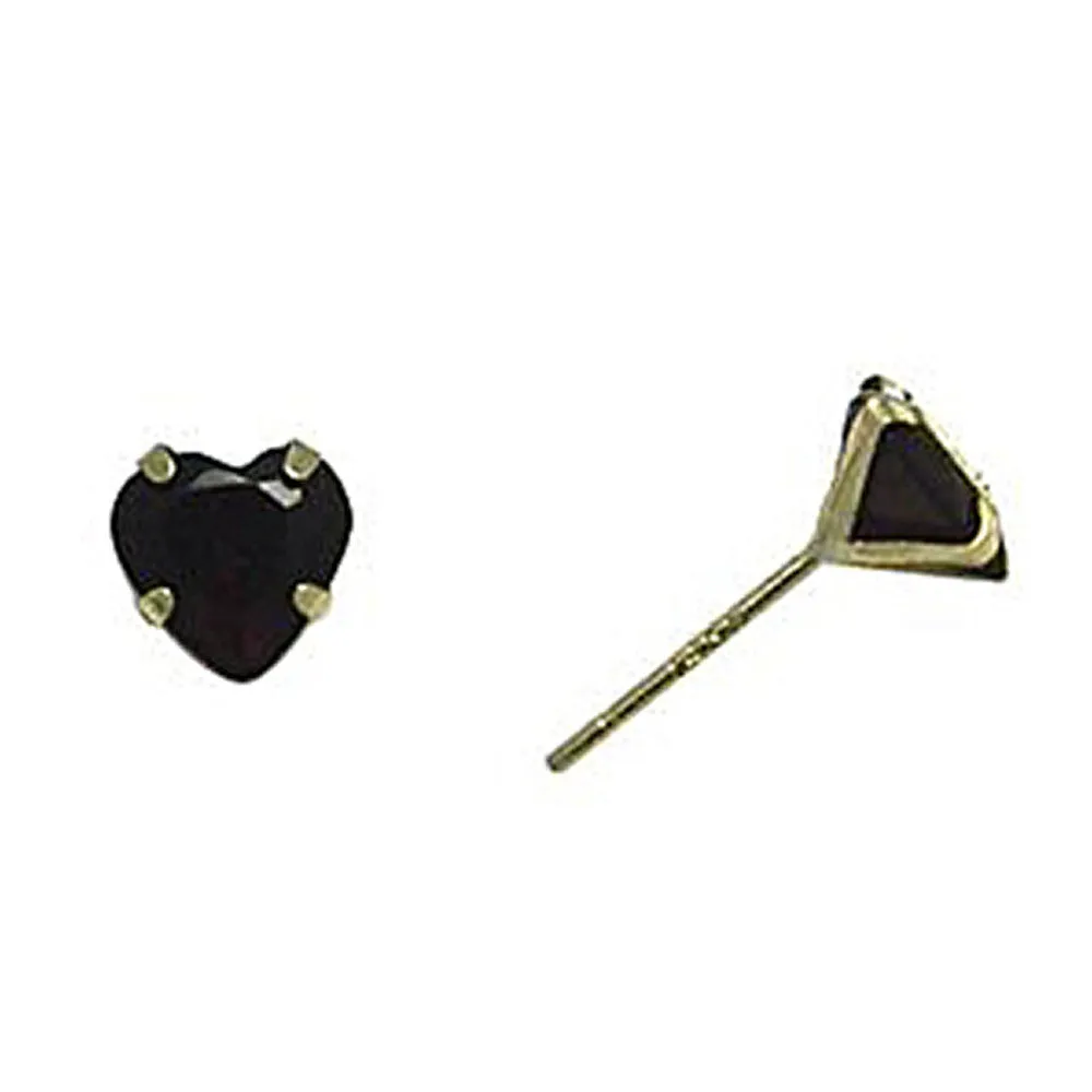14kt Yellow Gold .47 Carat CZ Heart January Birthstone Earrings
