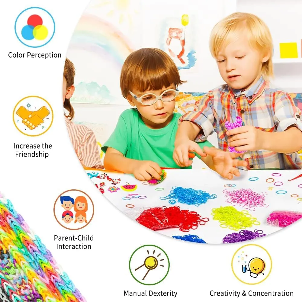17160  Loom Rubber Bands Refill Kit in 34 Color with 600 Clips,6 Hooks,1 Instruction, Premium Bracelet Making Kit for Kids Weaving DIY Crafting Gift