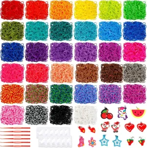 17160  Loom Rubber Bands Refill Kit in 34 Color with 600 Clips,6 Hooks,1 Instruction, Premium Bracelet Making Kit for Kids Weaving DIY Crafting Gift