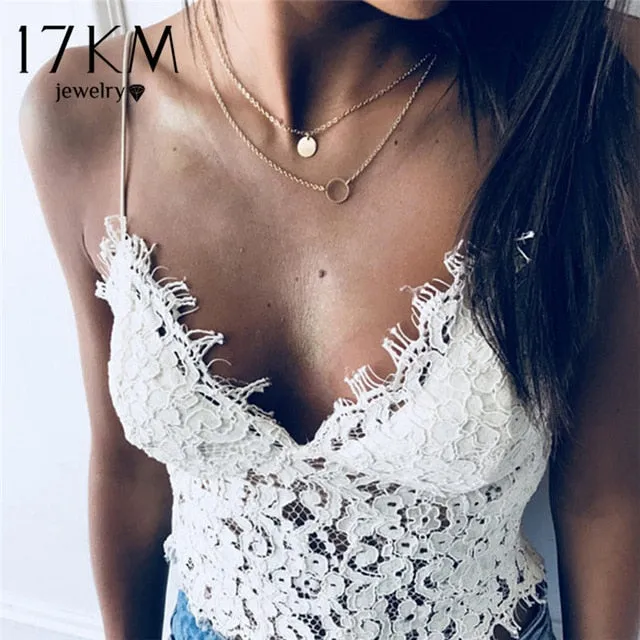 17KM Vintage Gold Round Necklaces Coin Necklaces For Women Girl Long Coin Pendant & Necklace 2019 Female Fashion Jewelry Gift