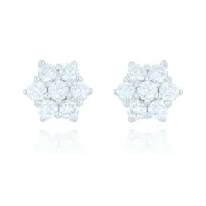 18ct White Gold 0.58ct Diamond Flower Cluster Stud Earrings