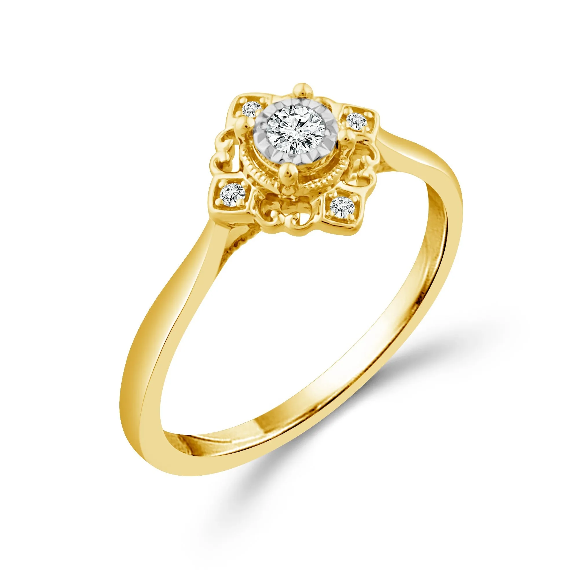 1/8ctw Diamond Yellow Gold Promise Ring - Size 7